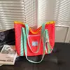 Bolsa Tote Grande de Nova Coleção 2026 Transfronteiriça com Design Único Color-Blocking e Malha Vazada, Bolsa de Ombro e Bolsa de Mão Casual Tendência