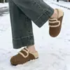 Pantuflas de algodón sin cordones de suela gruesa para mujer 2026 nuevo estilo otoño e invierno para exteriores estilo Birkenstock de punta cerrada pantuflas de piel de felpa