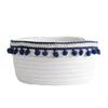 Cesto de Armazenamento de Corda de Algodão para Comércio Exterior, Simples Nórdico Caixa de Armazenamento de Fio de Algodão para Itens Diversos de Mesa, Cesto de Armazenamento Médio com Pompons
