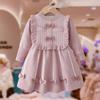 Vestido de Primavera y Otoño para Niñas Vestido Recién Llegado Estilo Occidental Otoño e Invierno Vestido de Princesa Infantil para Bebé Tejido