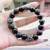 Pulsera Cruzada de Nuevo Producto Transfronterizo Tiktok Retro Americano Billar Bola Ocho Negra Pulsera de Cuentas Empalmadas Blanco y Negro para Hombres