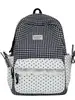 Mochila de Viagem Fofa com Estampa Xadrez e Bolinhas com Acabamento em Renda Estilo Menina Doce Mochila Escolar Série Doce Grande Festa de Estudante