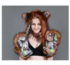 Explosões na Amazon Chapéu europeu e americano de pele chapéu peludo cachecol luvas um chapéu fofo de desenho animado