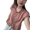 25915 Xin Da Ai Mei Yuan Verão 2025 Nova Versão Coreana Camisa Xadrez Única Jovem Moda Feminina