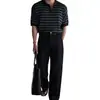 Camiseta Masculina de Verão Fina Malha Gola Polo Manga Curta Estilo Old Money Maduro Leve Tendência Cool Casual Versátil