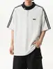 Camiseta tipo Henley con Bloques de Color Estilo Academia para Hombre, Top Casual Retro Simple de Retazos de Moda con Raya Lateral Holgada