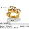 Anillos de Acero Inoxidable con Circonitas Estilo Europeo y Americano con Diseño de Línea, Sensación de Alta Gama, Apilables, Anillos Abiertos de Acero de Titanio de Alta Gama Que No Se Desvanecen