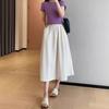 Falda de Paraguas de Longitud Media Lu's Cool, Suave y Lisa con Cintura de Botón y Protección Solar Falda Línea A para Mujer Verano 2025 S0707B