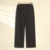 Calça da Mamãe Primavera e Verão Calça Longa Elástica Cintura Alta Casual Calça para Mulheres de Meia-Idade Calça Reta Solta Estilo Vovó Petite