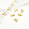 Banho de Ouro 18K14K, Forte Retenção de Cor, Cravejado com Zircônia, Textura Martelada, Contas Espaçadoras de Laço, Acessórios DIY Feitos à Mão para Pulseiras e Colares