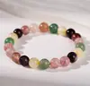 Pulsera de Cristal de Fresa Natural para Mujer, Pulsera Irregular de Cristal Lavanda Estilo Dulce para Mujer, Joyería
