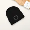 Gorro de Punto Nuevo Transfronterizo Gorro de Punto con Luz Led Ciclismo al Aire Libre Gorro de Lana Luminoso con Led Gorro de Punto con Anillo de Cuero Negro