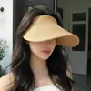 Chapéu com Viseira de Cor Sólida Estilo Ins Coreano para Mulheres, Versão Coreana, Chapéu de Sol para Proteção Solar em Viagens de Verão, Chapéu de Sol Dobrável