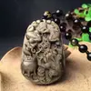 Colgante de Sapo Dorado de Tres Patas de Obsidiana Natural para Atraer Riqueza, Colgante de Sapo de Obsidiana para Hombres, un Símbolo de Buena Fortuna
