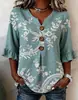 Nuevo Top de Verano Retro Floral para Mujer con Cuello en V Estampado de Estilo Europeo y Americano, Estilo Casual de Tendencia Transfronterizo