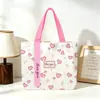 Bolsa Tote de Lona Rosa Suave em Formato de Coração para Mulheres, Grande Capacidade, Simples e Versátil para Estudantes, para o Trabalho e Uso Diário