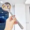 Espátula mini de acero inoxidable 304 engrosado para cocina doméstica, cuchara de mesa martillada estilo coreano, cuchara para sopa, espumadera de mango largo, venta al por mayor