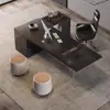 Escritorio ejecutivo de madera maciza de lujo, banco de trabajo de oficina, escritorio de oficina y mesa de té con bandeja de té integrada, escritorio ejecutivo de doble propósito para gerente