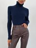 Ropa de Punto de Cuello Alto Transfronteriza Camisa de Fondo Tejida Europea y Americana 2025 Amazon Otoño Ropa de Punto Jersey de Cuello Alto Ropa de Punto para Mujer