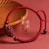 Pulsera de Cinabrio con Ocho Deidades Guardianas, Pulsera Tejida con Doce Signos del Zodíaco, Hilo Rojo para Hombres, Deidad Guardiana del Zodíaco