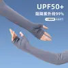 Mangas de Hielo Protección Solar Holgadas Transpirables Guantes con Protección UV para Hombres y Mujeres Conducir al Aire Libre Mangas de Medio Dedo de Seda de Hielo de Verano Protección Solar