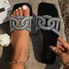 Pantuflas Planas con Pedrería para Mujer, Pantuflas de Casa sin Cierre con Punta Cuadrada, Pantuflas Planas de Exportación Talla Grande