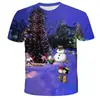 Camiseta de hombre de moda transfronteriza con estampado 3D de patrón navideño, tendencia de moda, manga corta de verano, suministro directo de fábrica