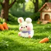 Paisaje miniatura 3D resina pajarita conejo figura de animal lindo adorno para escritorio y coche manualidad