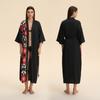 Novos Pijamas Plus Size Transfronteiriços para Mulheres Kimono Macio de Cetim e Chiffon Robe de Banho Roupas de Casa Longas para Mulheres Wp3975