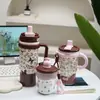 Taza aislada de doble pared con estampado de leopardo, gran capacidad, taza de café de acero inoxidable 316, diseño elegante, taza de viaje portátil para mujer
