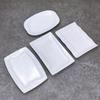 Plato rectangular de cerámica blanca pura para uso comercial y doméstico, ideal para cenas frías, vajilla de hotel.