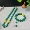 Pulseira de Malaquita com contas listradas coloridas, conjunto de pulseira, colar e brinco para homens e mulheres, adequado para eventos de vendas, feiras de rua e transmissões ao vivo