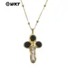 Wt-Jn284 Alta Calidad Nuevo Color Cruzado Piedra Preciosa Perla Chapado en Oro de 18K Colgante Joyería Collar
