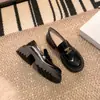 Versión de piel~ Mocasines de plataforma alta para mujer, estilo británico, zapatos de piel auténtica slip-on con tacón grueso Arco del Triunfo