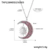 Collar Colgante Anillo de Acero Inoxidable Chapado en Oro Geométrico de Estrella y Luna de Circonita Nuevo Europeo y Americano Conjunto de Joyería para Dama