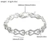 Venda Direta de Fábrica Pulseira de Liga de Metal Prateada com Laço Totalmente Cravejado com Diamantes e Artesanato Micro-Cravejado Galvanizado