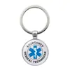 Chaveiro Estrela da Vida Logo Médico Pingente de Alerta para Diabéticos Diabetes Acessórios de Argola de Chaveiro de Metal