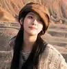 Gorra Octogonal de Lino Estilo Japonés para Mujer, Boina Transpirable de Otoño, Adelgazante, Atuendo de Viaje para Sichuan, Sombrero Marrón