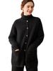 Chaqueta de Punto de Cachemir para Mujer, Estilo Coreano, Cuello Redondo, Patrón Sencillo de Grano de Maíz, Longitud Media, Holgada, Casual