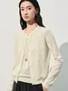 Tejido de punto de seda de primavera de manga larga cuidadosamente seleccionado para mujer, top de seda para mujer, cárdigan jacquard holgado para usar en capas