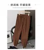 Pantalones de vestir cropped fluidos sin planchar para hombre, estilo coreano, que alargan la figura, corte recto slim fit, pantalones de traje de alta gama, pantalones casuales cónicos para hombre