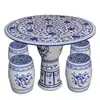 Jingdezhen Cerámica Mesa Taburete Redonda Mesa Antigua Porcelana Azul y Blanca Decoración Balcón Patio Exterior Jardín Mesa Taburete juego