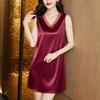 Vestido Suspbottomer Primavera y Verano Pijama de Seda para Mujer Top de Largo Medio Acetato Ropa Exterior Camiseta Básica con Falda Interior