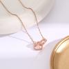 Design coreano banhado a ouro 18k anel duplo amor colar de aço titânio mulheres 0 luxo leve nicho diamante completo rede vermelha corrente clavicular joias