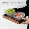 Plato de Fruta de Alta Calidad con Pequeño Relieve, Plato con Pedestal de Vidrio, Plato para Dulces y Bocadillos, Plato de Fruta, Plato de Postre para Uso Doméstico