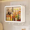 Prateleira de armazenamento para banheiro, organizador de cosméticos, armário de parede, instalação sem furos, suporte para frascos de gel de banho, montado na parede para banheiro