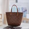 Bolsa de Plástico Trançado Moda Casual Novo Estilo Fresco Cesta de Legumes de Mão Tecida à Mão Grande Capacidade Bolsa de Praia para Feriado