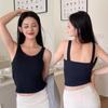 Camisola de Algodón RC de Nuevo Estilo para Primavera y Verano con Copas para Mujer, Adecuada para Usar como Ropa Interior y Exterior, Corte Ajustado, Top Básico sin Mangas