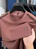 Camiseta Masculina de Seda Gelada com Manga Curta, Gola Redonda, Moda Verão, para Jovens e Meia-Idade, Fina e Solta, Tamanho Grande, Camiseta Casual de Manga Meia-Manga