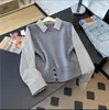 Chal de Punto Elegante para Mujer de Alta Gama, Falso Dos Piezas con Cuello Camisero y Dobladillo Abotonado, Top de Manga Larga